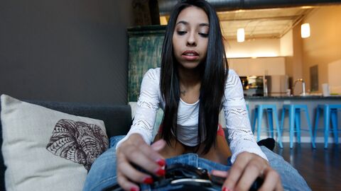Jasmine Enters the Room with Some Oil Ready to Give Him a Handjob - Reverse Cowgirl Porn