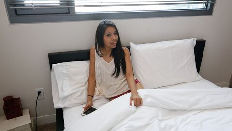 Jasmine Enters the Room with Some Oil Ready to Give Him a Handjob - Reverse Cowgirl Porn