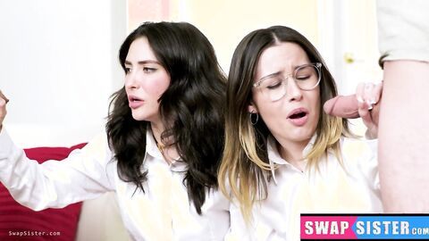 Virgin Stepsisters Swap and Fuck Their Stepbros - Foursome Porn